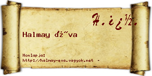 Halmay Éva névjegykártya